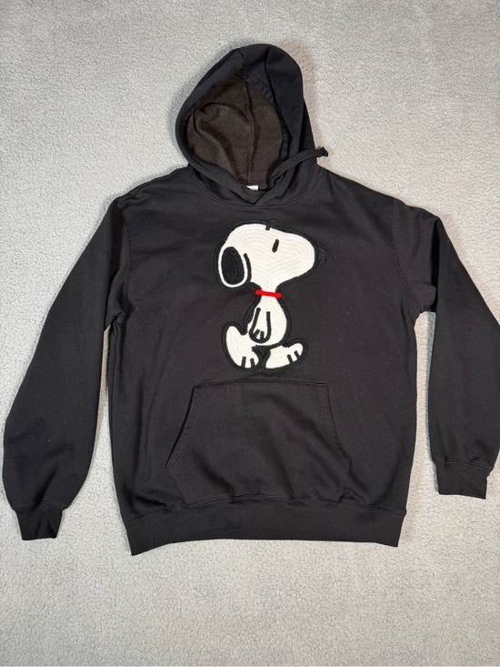 Peanuts Tops - Peanuts Snoopy embroidered black hoodie sweatshirt XL classic